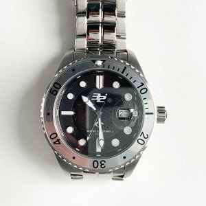 32 Degrees Black Tip 200m Dive Watch 46mm Stainless Steel Black Face NWT